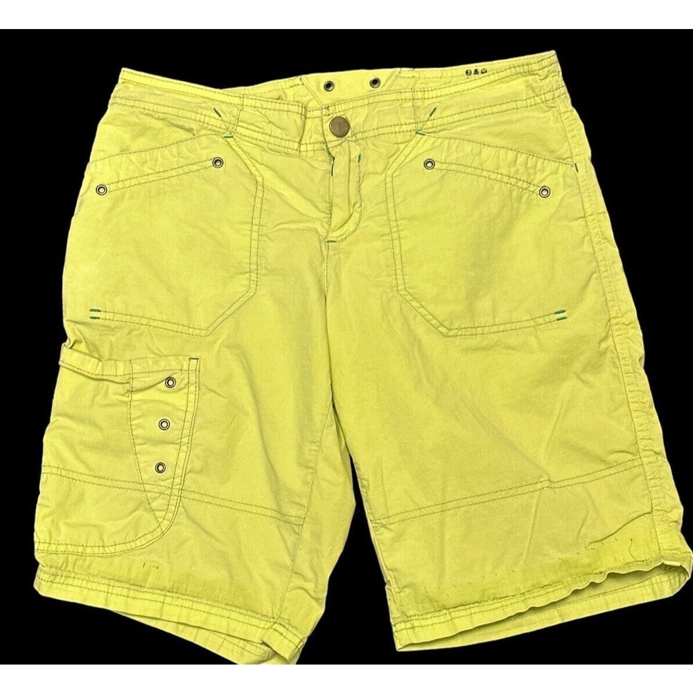 Title Nine Womens Size 2 Brash Shorts Yellow Hiking Bermuda Outdoors Stretch EUC